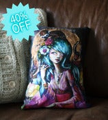 Image of Original Art "The Guardian" scatter feature Cushion / Throw Pillow cotton and Vintage Houndstooth Tw