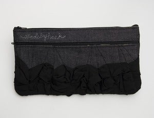 Image of -SOLD OUT- a tough ruffles zip clutch a-go-go in two shades of black