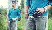 Image of Gray & Cream Chevron Camera Wrist Strap