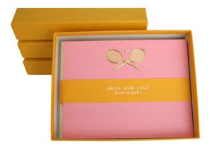 Image of JACK & LULU TENNIS GOLD FLAT NOTECARDS