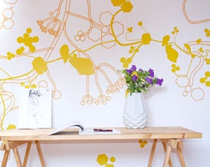 Image of Wallpaper BLOOMING FOREST - Cuba yellow/Apricot