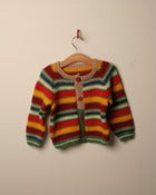 Image of c. 1980s hand knit multi stripe cardigan