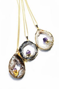 Image of PLUME Miniature Amethyst & Geode Pendant