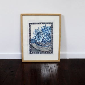 Image of Indigo Floral 1 - watercolour original