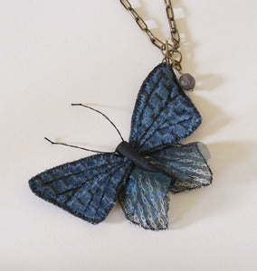 Image of Textile Jewelry Butterfly Necklace