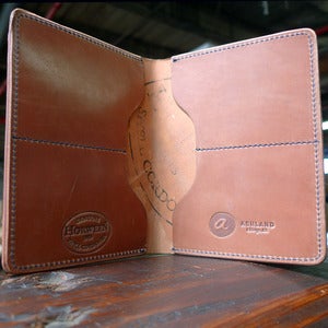 Image of Fat Herbie - Natural Shell Cordovan Wallet with Denim Thread