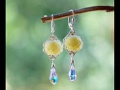Image of Ivory Garden Rose and Swarovski Crystal Earrings - EFD024