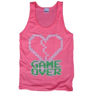 Image of 8 Bit Apparel Game Over Tank in Neon Pink