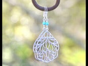 Image of Matte Silver Wings and Turquoise Dangle Earrings - EFA006