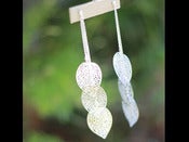 Image of Silver Leaf Long Dangle Earrings. Shoulder Duster Fashion Earrings - EFA007
