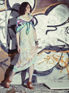 Image of Pastel fleurs Maxi dress (peach)