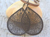 Image of Big and Bold Black Filigree Teardrop Earrings - EFA015