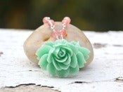 Image of Aqua Sea Foam Cabbage Rose and Cherry Quartz Beaded Necklace - NC022