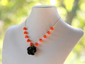 Image of Black Rose and Chunky Blood Orange Beaded Necklace - NC026
