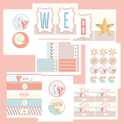 Image of Sea Breeze Beach Coral & Turquoise Bridal/ Baby shower printable Collection
