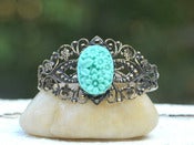 Image of Vintage Style Turquoise Floral Bouquet Cameo Cuff Bracelet in Antique Brass - BC001