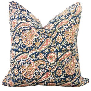 Image of Indian Floral Block-Printed Pillow 