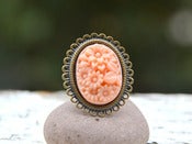 Image of Peach Floral Bouquet Cameo Ring in Antique Brass - Adjustable - RI002