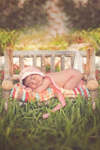Image of Newborn Prop Bench - Spindle Wood Backing and Seat