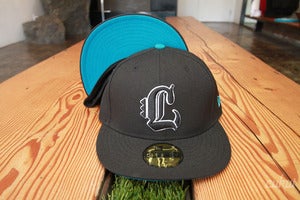 Image of Old English C Fitted Hat - Black/Teal