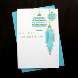 Image of 1501B - holiday ornaments letterpress card - set of 6