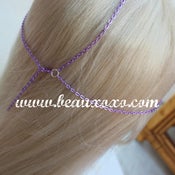 Image of Chain Head Piece Chain Headdress Triple Stranded Purple Chain Swarovski Heart Hair Jewellery