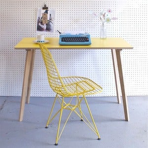 Image of Perky Formica Table / Desk in Yellow