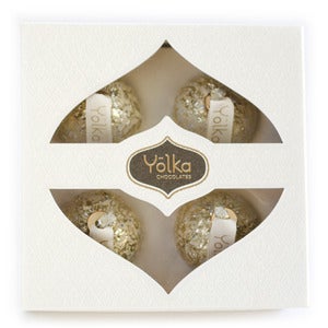 Image of Four White Foil Ornaments <br> in a White Gift Box