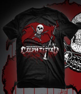 Image of Celph Titled Flag Logo T-Shirt - Red on Black