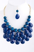 Image of Navy J. Crew Inspired Droplet Necklace and Earring set