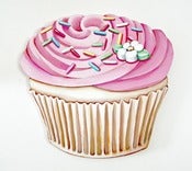 Image of JUMBO Pink Buttercream frosted Cupcake wood diecut