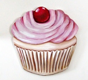Image of JUMBO Cherry topped Cupcake wood diecut
