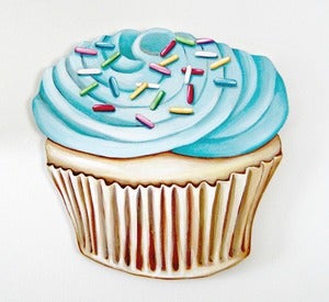 Image of JUMBO Blue Buttercream frosted Cupcake wood diecut