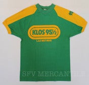 Image of Vintage 1970s KLOS 95 ½ L.A.’S BEST ROCK, CHAMPION "Blue Bar" 50% Poly 50% Cotton Tee Medium