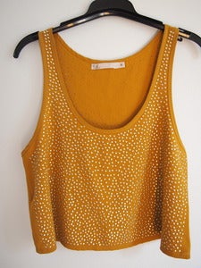Image of Yellow Mustard embellished singlet top