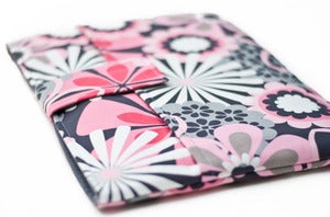 Image of MacBook Computer Case with Pocket: 11 13 14 15 17 18 Inch: Gray & Pink Flower Shower