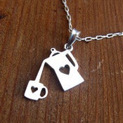 Image of Coffee Necklace for coffee lovers- Handmade Silver Heart Necklace