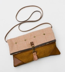 Image of cherry blossom + toffee foldover crossbody bag (diamond studs)