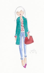 Image of GREEN COAT - WATERCOLOR