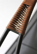 Image of Vintage Mathiew Mategot style perforated metal and wicker cane handled tray/basket circa 1950's