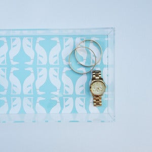 Image of Aqua Greyhounds Lucite Tray with Handles