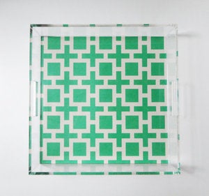 Image of Geo Lucite Tray with Handles