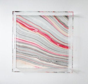 Image of Marble Lucite Tray with Handles