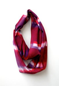 Image of berry stripe shibori cowl - small