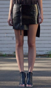 Image of GRAPHITE leather skirt
