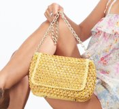 Image of Vintage Japanese Made Wooden Woven Purse