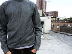 Image of inside out denim sweater