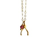 Image of Tiny gold wishbone necklace