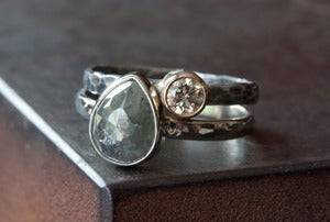 Image of Silver-Grey Rose Cut Diamond in 14kt White Gold