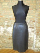 Image of Black Leather Pencil Skirt